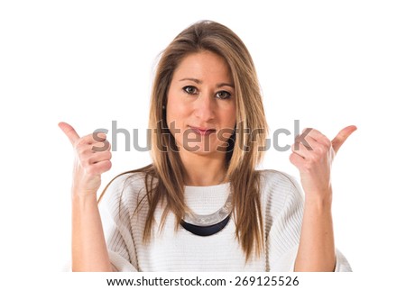 Woman with thumb up