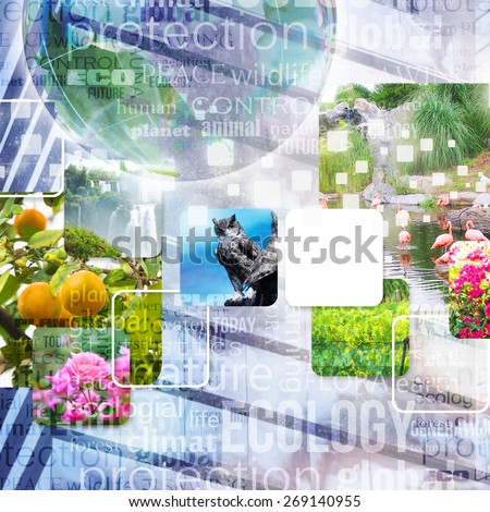Ecology concept, business suit with nature pictures