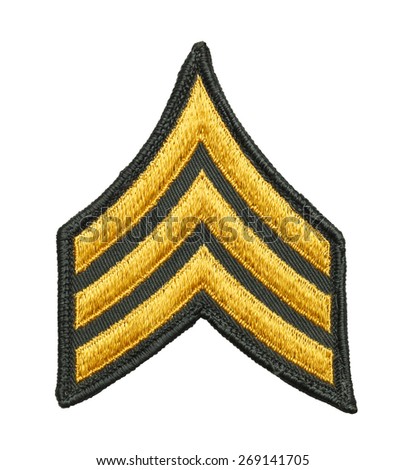 Three Striped Army Patch Isolated on White Background.
