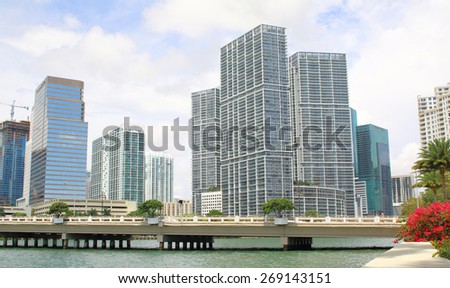 Miami, Florida skyline from Brickell Key. USA