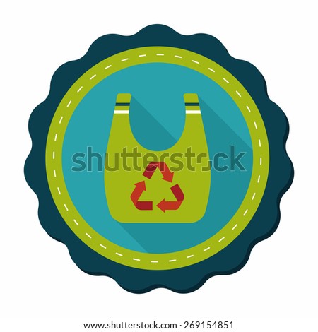 Environmental protection concept flat icon with long shadow,eps10; Recycled shopping bag