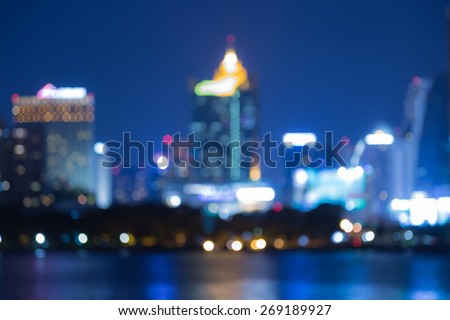 Abstract blur bokeh of Bangkok cityscapes twilight 
