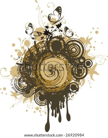 Grunge floral background, vector illustration series.