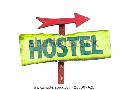 Hostel sign isolated on white