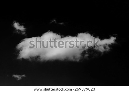 Wtite cloud in black sky, isolated element