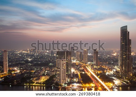 Night of light bangkok city scape