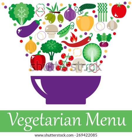 Bright vegetable set in flat style. Icons of vegetables. vector