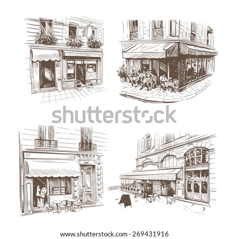 Paris outdoor cafe, vector illustration