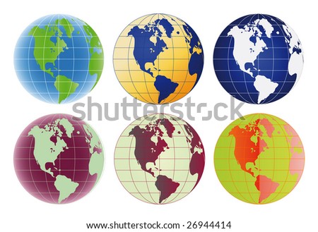 Globe North America and Latin America set of 6 color options