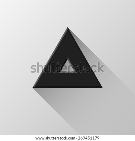 Black abstract triangle badge, blank button template flat designed shadow and light background for web user interfaces, UI, applications and apps. Vector illustration.