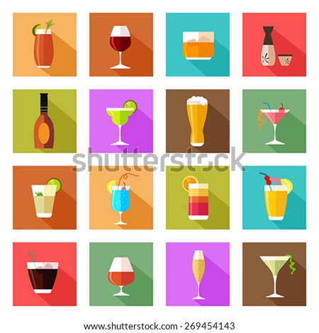 A vector illustration of alcohol drink glasses icons Royalty-Free Stock Photo #269454143