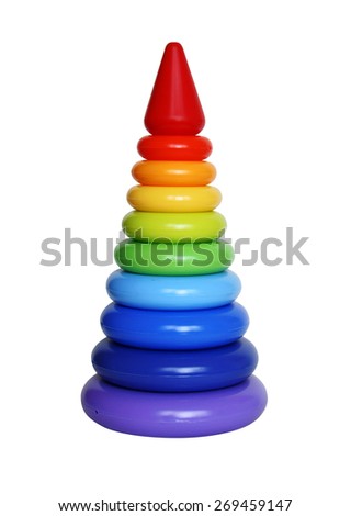 Pyramid build from colored rings on white background. Royalty-Free Stock Photo #269459147