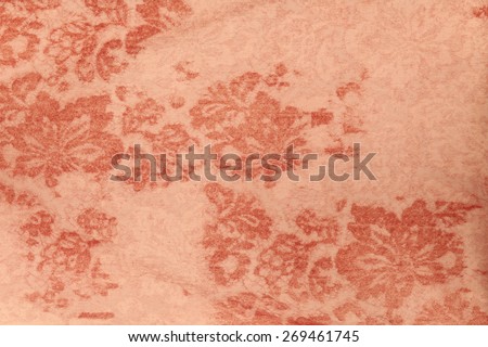 macro fabric texture coral color with floral ornament