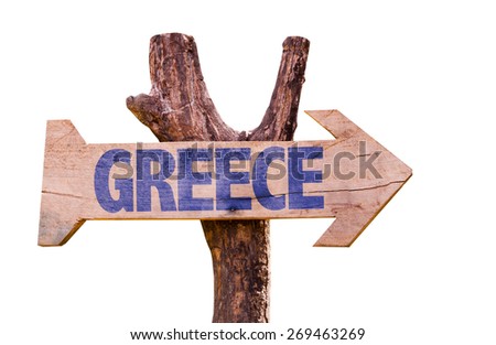 Greece wooden sign isolated on white background