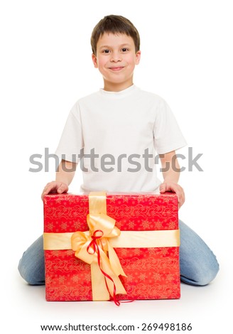 boy with red gift box