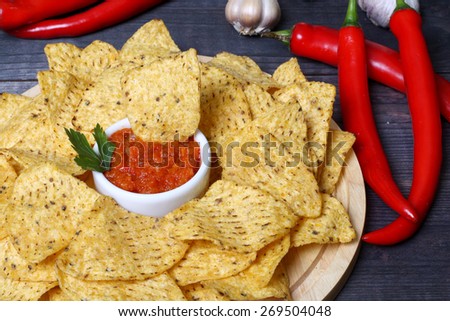 Mexican hot nachos  and chili