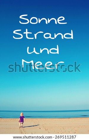 greeting card background - summer holidays - german for sun beach and sea
