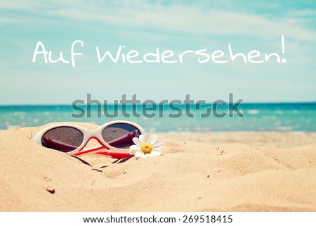 greeting card background - beach holidays - german for goodbye