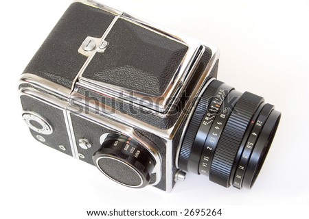 isolated photo of an old camera. on white.