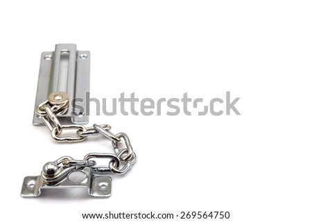 A Part of Stainless steel door chain isolated on white background