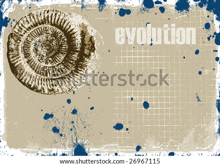 Grunge style fossil layout with an evolution theme in vector format
