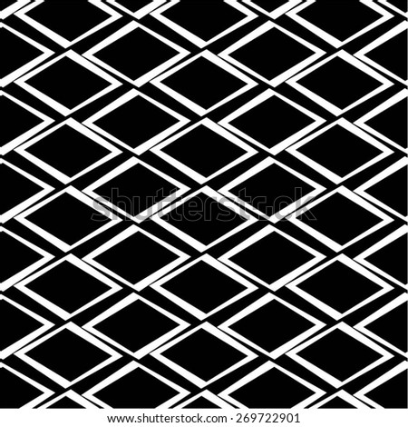 Square diamond in monochrome geometrical patterns, seamless vector background.