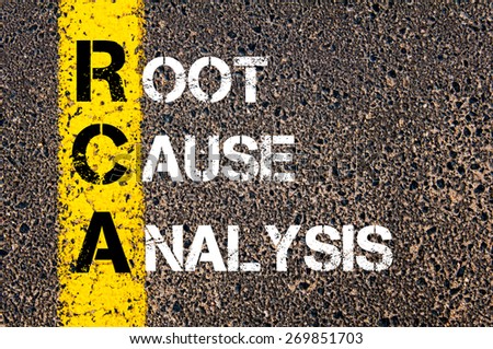 Acronym RCA - Root Cause Analysis. Business Conceptual image with yellow paint line on the road over asphalt stone background. Royalty-Free Stock Photo #269851703