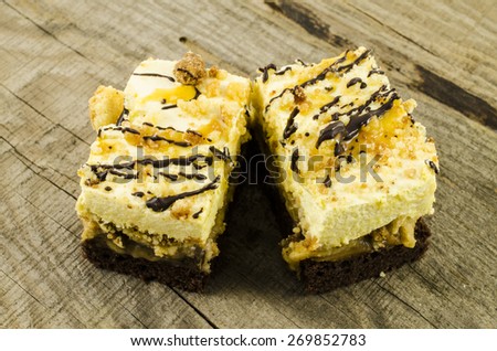 Cake on wooden table