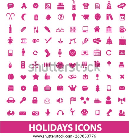 celebration, party, dj, birthday, holidays icons set, vector
