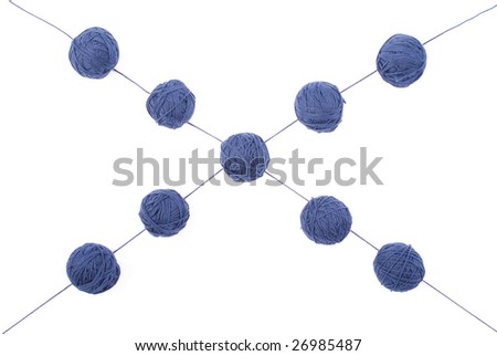 blue threads and clews  isolated on a white background