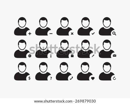 User avatar icons symbol for business in a glyph pictogram illustration