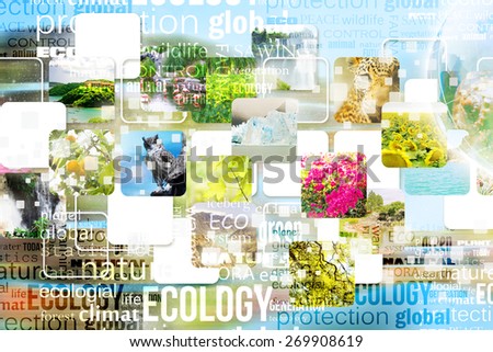 Ecology concept, planet with nature pictures