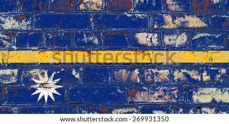 Nauru flag painted on old brick wall texture background