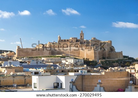 VICTORIA, MALTA - JANUARY 13, 2015: View on Cittadella, fortified city in Victoria. It is on the list of UNESCO World Heritage Sites. Royalty-Free Stock Photo #270029495