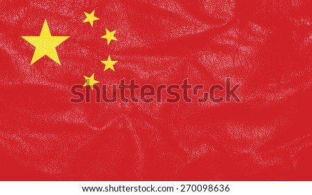China flag on leather texture - world flag textured