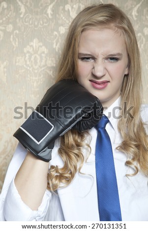 woman with gloves