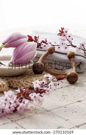 zen decor with flowers for spa treatment