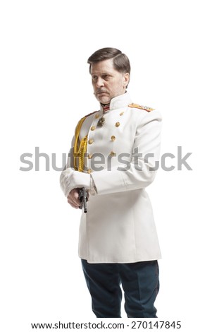  man in white guard russian officer coat