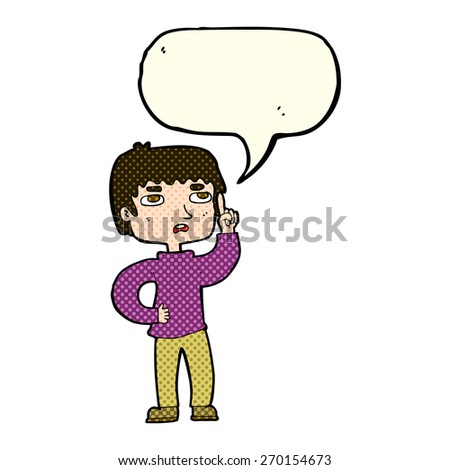 cartoon boy with question with speech bubble