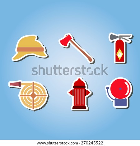 color set  with firefighter flat icons for your design