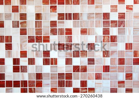 wall and floor mosaic tiles in brownish red and white