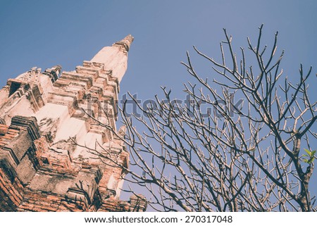 Beautiful Wat Phutthaisawan temple in Ayutthaya Thailand - Vintage effect style picture