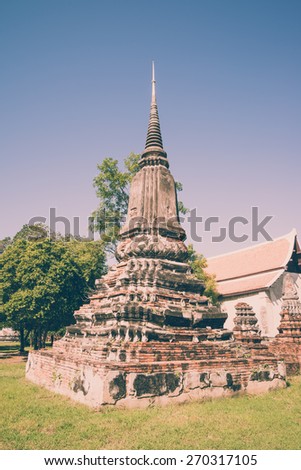 Beautiful Wat Phutthaisawan temple in Ayutthaya Thailand - Vintage effect style picture