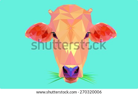 low poly design cow illustration

