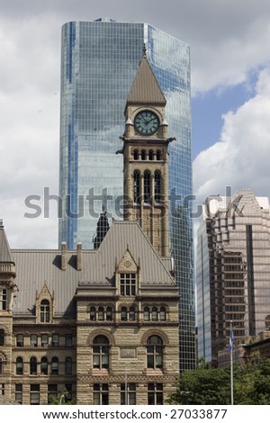  landscape with  toronto old hall /  historical and  modern buildings