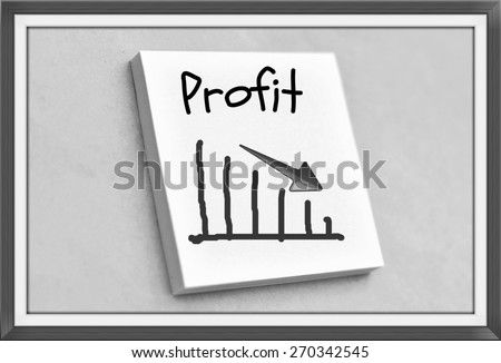 Vintage style text profit on the graph goes down on the short note texture background