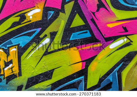 Beautiful street art graffiti. Abstract creative drawing fashion colors on the walls of the city. Urban Contemporary Culture Royalty-Free Stock Photo #270371183