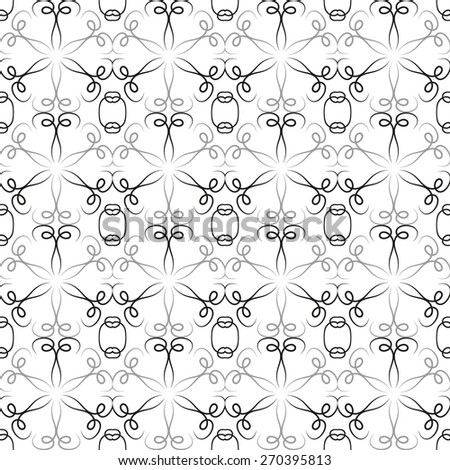 Seamless pattern. Stylish vintage texture. Repeating monogram lines, spiral elements. Monochrome. Backdrop. Web. Vector illustration for your design