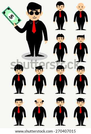 Set of businessman characters,hand holding money