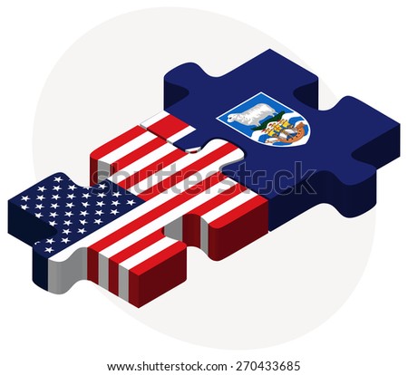 Vector Image - USA and Falkland Islands Flags in puzzle isolated on white background
